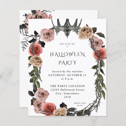 Halloween Crown Pink Black Floral Party Whi (Vorne/Hinten)