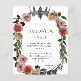 Halloween Crown Pink Black Floral Party Whi Flyer