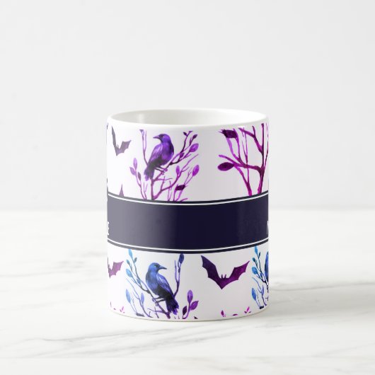 Halloween Crows Bats Monogramm Personalisierter Na Kaffeetasse (Mittel)