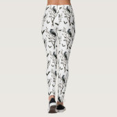 Halloween Crows Bats Schwarz und Weiß Leggings (Rückseite)
