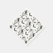 Halloween Crows Bats Schwarz und Weiß Serviette (Ecke)