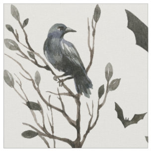 Halloween Crows Bats Schwarz und Weiß Stoff
