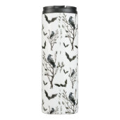 Halloween Crows Bats Schwarz und Weiß Thermosbecher (Rückseite)