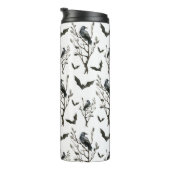 Halloween Crows Bats Schwarz und Weiß Thermosbecher (Nach rechts gedreht)