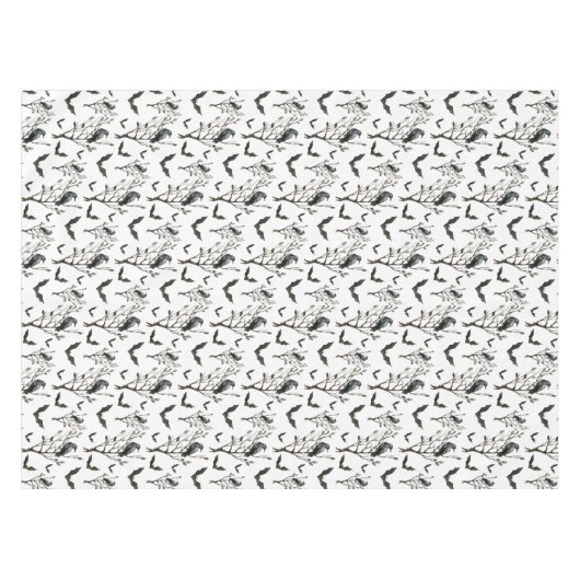 Halloween Crows Bats Schwarz und Weiß Tischdecke (Vorderseite (Horizontal))
