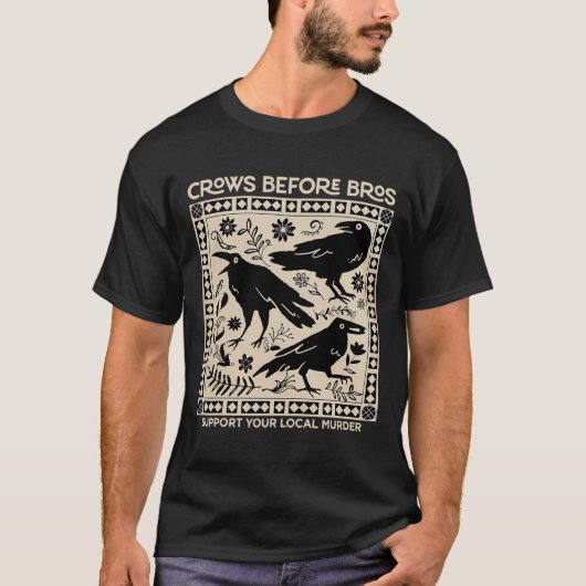 Halloween Crows Bevor Bros lustige Unterstützung f T-Shirt (Vorderseite)