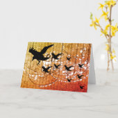 Halloween Crows fliegen durch den Spuk Schlossabla Karte (Gelbe Blume)