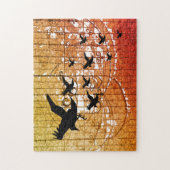 Halloween Crows fliegen durch den Spuk Schlossabla Puzzle (Vertikal)