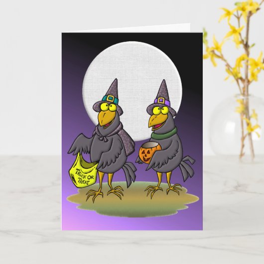Halloween Crows Karte (Gelbe Blume)