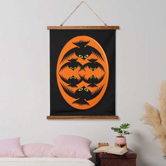 Halloween Crows Wandteppich Mit Holzrahmen (Schlafzimmer)