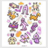 Halloween Cryptid Monsters Cartoon Pattern Aufkleber (Blatt)