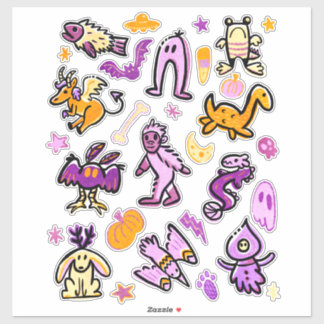 Halloween Cryptid Monsters Cartoon Pattern Aufkleber
