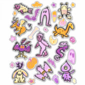 Halloween Cryptid Monsters Cartoon Pattern Aufkleber (Vorderseite)