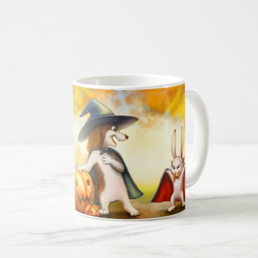 Halloween cup with cute animals kaffeetasse (VorderseiteRechts)