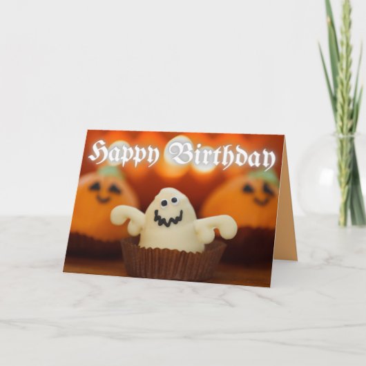 Halloween Cupcake Geburtstag Karte (Vorderseite)