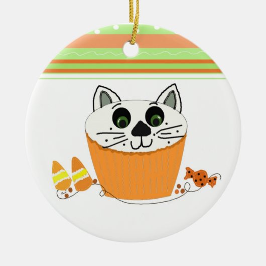 Halloween Cupcake Keramik Ornament (Vorne)