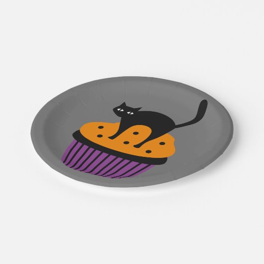 Halloween Cupcake Pappteller (Schrägansicht)
