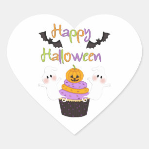 Halloween Cupcake Sign Herz-Aufkleber