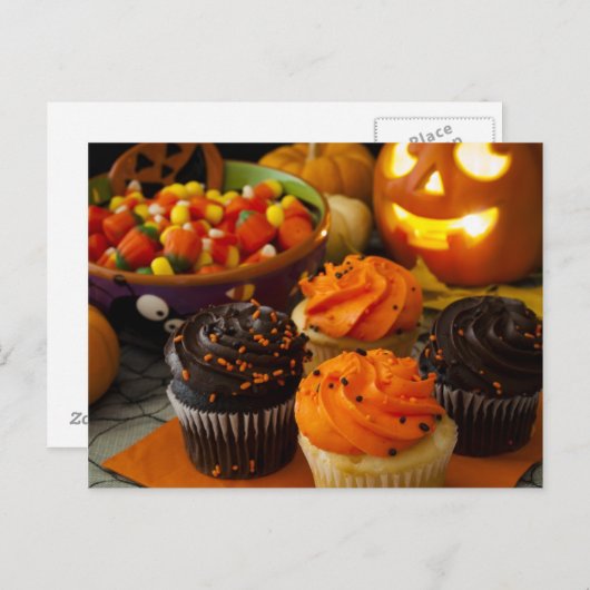 Halloween Cupcakes Postkarte (Vorne/Hinten)