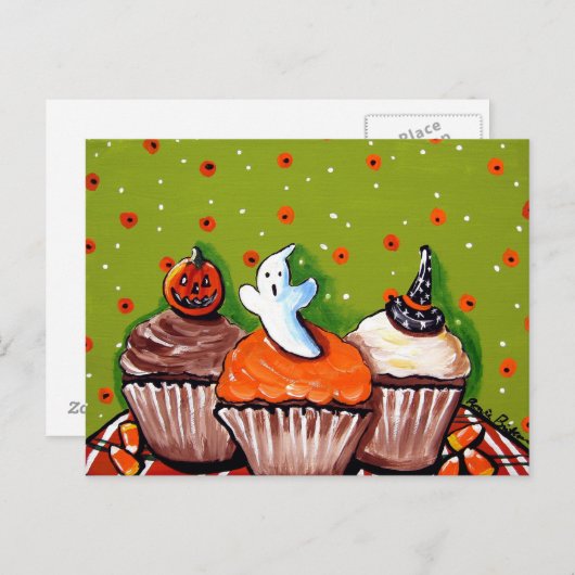 Halloween Cupcakes Postkarten (Vorne/Hinten)
