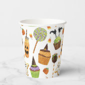 Halloween Cupcakes und Süßigkeiten Monogramm Pappbecher (Rückseite)