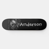 Halloween Custom Beängstigend Skull Black & White Skateboard (Horizontal)