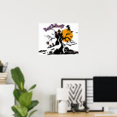 Halloween Custom Cool Whimsical Hexe Silhouette Poster (Heimbüro)