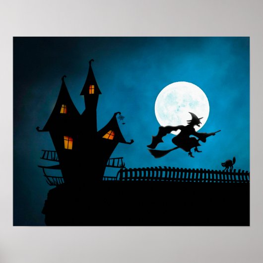 Halloween Custom Cool Whimsical Hexe Silhouette Poster (Vorne)