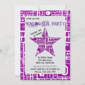 Halloween Custom Cool Whimsical Typografie Lila Einladung (Vorderseite)