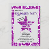 Halloween Custom Cool Whimsical Typografie Lila Einladung (Vorne/Hinten)
