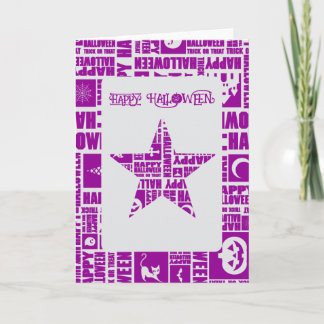 Halloween Custom Cool Whimsical Typografie Lila Karte
