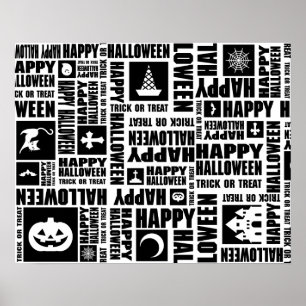 Halloween Custom Cool Whimsical Typografy Black Poster