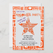 Halloween Custom Cool Whimsical Typografy Orange Einladung (Vorderseite)