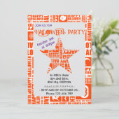 Halloween Custom Cool Whimsical Typografy Orange Einladung (Stehend Vorderseite)