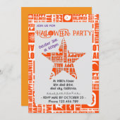 Halloween Custom Cool Whimsical Typografy Orange Einladung (Vorne/Hinten)
