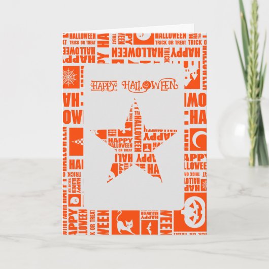 Halloween Custom Cool Whimsical Typografy Orange Karte (Vorderseite)