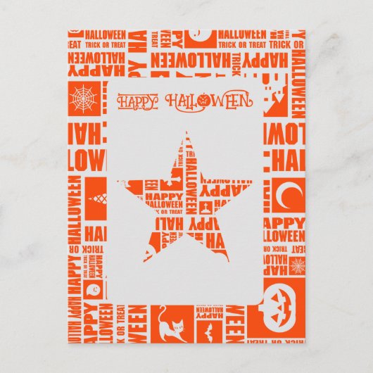 Halloween Custom Cool Whimsical Typografy Orange Postkarte (Vorderseite)
