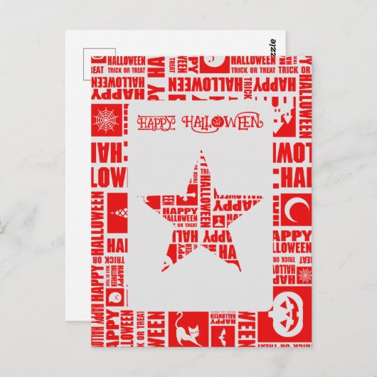 Halloween Custom Cool Whimsical Typografy Red Postkarte (Vorne/Hinten)