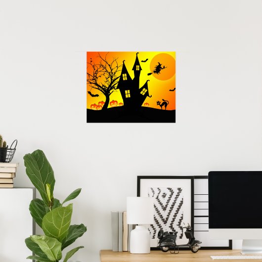 Halloween Custom Cool Whimsical Witz Orange Poster (Heimbüro)