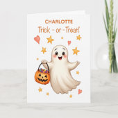 Halloween Custom Name Boo-tiful Girl Trick-or-Trea Karte (Vorderseite)