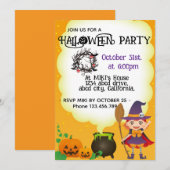 Halloween Custom Niedlich Whimsical Funny Orange Einladung (Vorne/Hinten)
