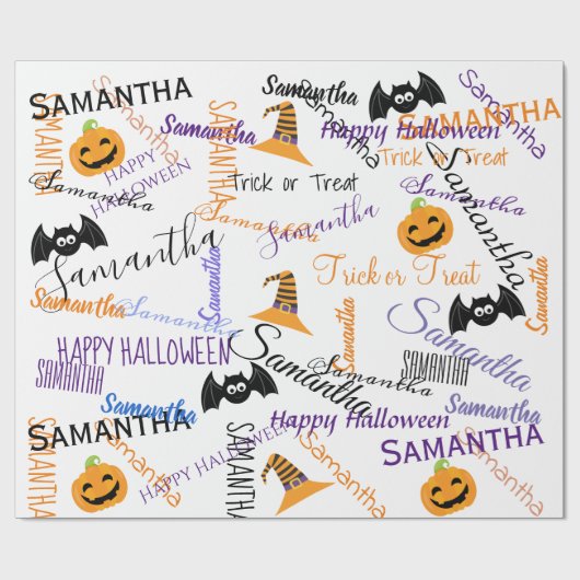 Halloween Custom Repetiername trick oder Treat Geschenkpapier (Flach)