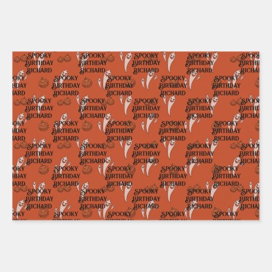 Halloween Custom Text Spooky Ghosts 3 Geschenkpapier Set (Vorderseite)