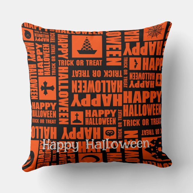 Halloween Custom Whimsical Cool Funny Orange Kissen (Rückseite)