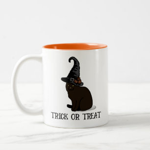 Halloween Custom Whimsical Funny Black Cat Modern Zweifarbige Tasse