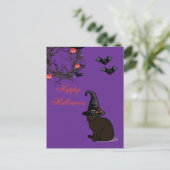 Halloween Custom Whimsical Funny Cat Lila Postkarte (Stehend Vorderseite)