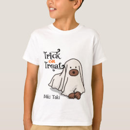 Halloween Custom Whimsical Funny Dog Ghost T-Shirt
