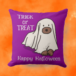 Halloween Custom Whimsical Funny Dog Lila Kissen
