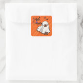 Halloween Custom Whimsical Funny Dog Orange Quadratischer Aufkleber (Tasche)