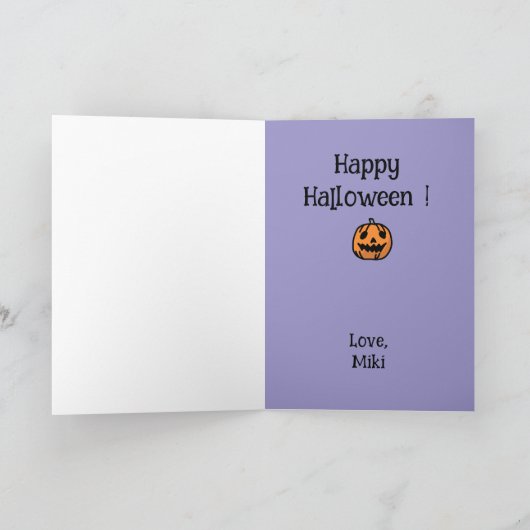 Halloween Custom Whimsical Funny Modern Lila Karte (Innenseite)